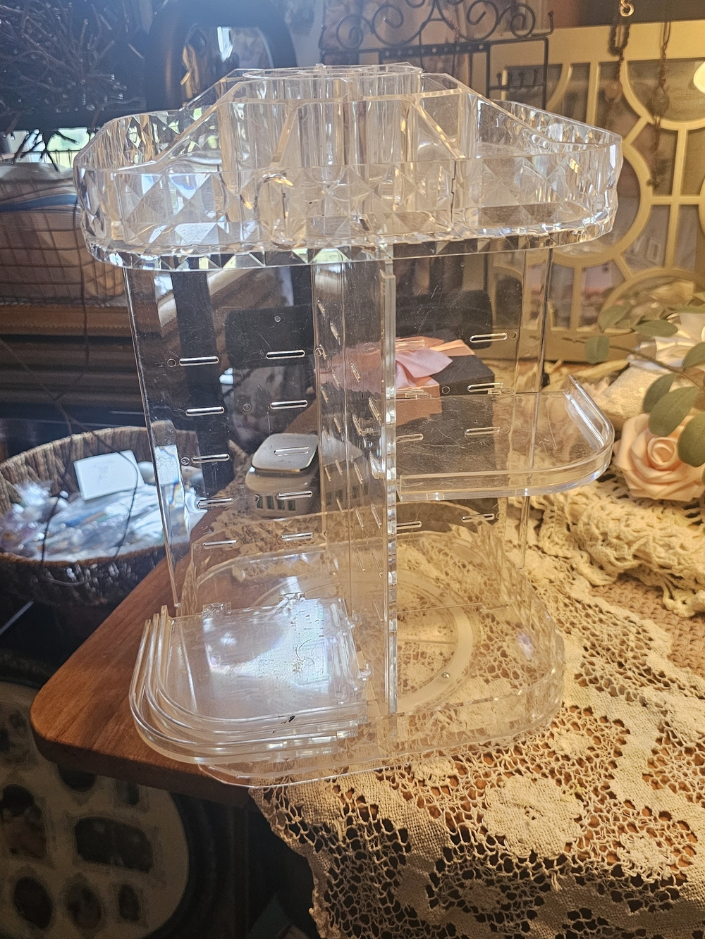 Clear Acrylic Rotating Makeup Organizer - 3-Tier